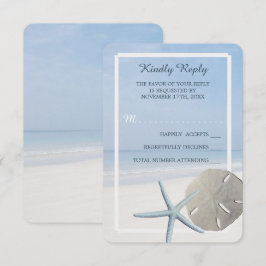 Cartão RSVP Casamento de praias de areia e dólar