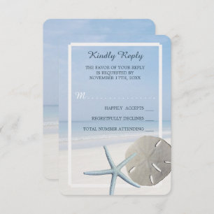 Cartão RSVP Casamento de praias de areia e dólar