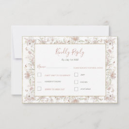 Cartão RSVP Casamento de primavera de Blush e Sage Wildflower