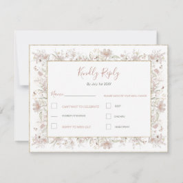 Cartão RSVP Casamento de primavera de Blush e Sage Wildflower