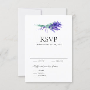 Cartão RSVP Casamento de primavera de Buquê Floral de Lavanda