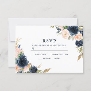 Cartão RSVP Casamento de primavera Elegante, cor-de-rosa e Mar