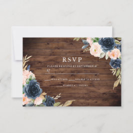Cartão RSVP Casamento de primavera Elegante Rustic Blush & Mar