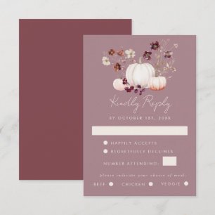 Cartão RSVP Casamento de Pumpkin Floral de Queda Elegante