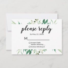 Cartão RSVP Casamento De Quadro Botânico De Folhagem Fresca, P