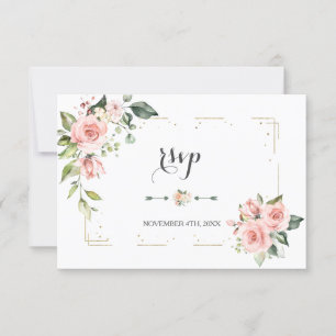 Cartão RSVP Casamento de Quadro de Lâmpada Dourada Floral de 