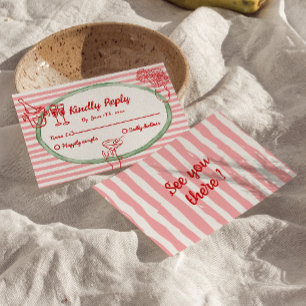 Cartão RSVP Casamento de Quadros Simples Pintado Pintado à Mão