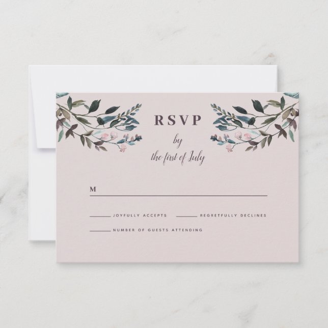 Cartão RSVP Casamento de Reação Floral de Mauve Purple Mauve C (Frente)