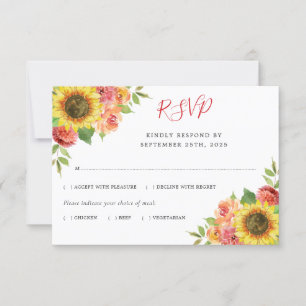 Cartão RSVP Casamento de Refeições Florais de Coral de Cobra d