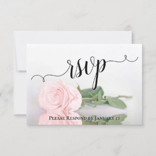 Cartão RSVP Casamento de Reflexões de Rosa Rosa Rosa Esmagada