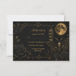 Cartão RSVP Casamento de Romance Sombrio com Mariposa da Morte