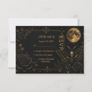 Cartão RSVP Casamento de Romance Sombrio com Mariposa da Morte