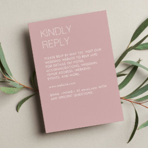 Cartão RSVP Casamento de Rosa com pó minimalista moderno