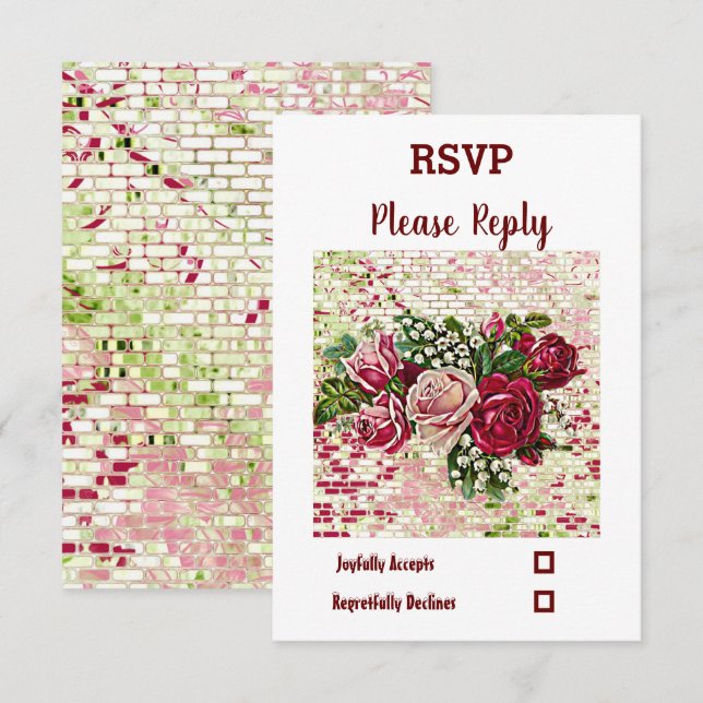 Cartão RSVP Casamento de Rosa da Maroon Floral Rustic Burgundy (Frente/Verso)