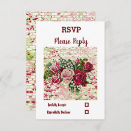Cartão RSVP Casamento de Rosa da Maroon Floral Rustic Burgundy