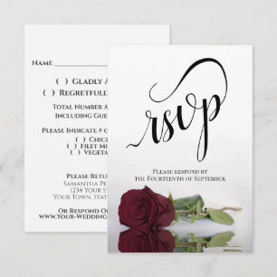 Cartão RSVP Casamento de Rosa de Borgonha Elegante