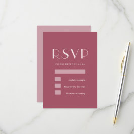 Cartão RSVP Casamento de Rosa de Borgonha Monocromática