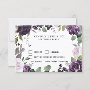 Cartão RSVP Casamento de Rosa Floral de Escolha de Refeições