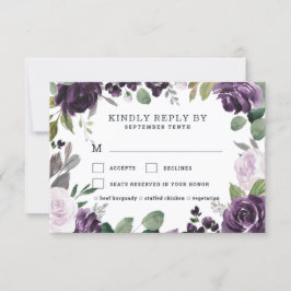 Cartão RSVP Casamento de Rosa Floral de Escolha de Refeições R
