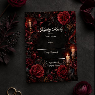Cartão RSVP Casamento de Rosa Gótica Mal-humorada