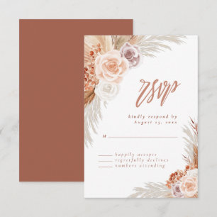 Cartão RSVP Casamento de Rosa Muted Pampas Terracotta Boho