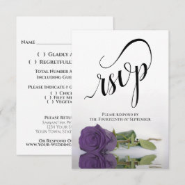 Cartão RSVP Casamento de Rosa Roxo Elegante Ametista de Longa