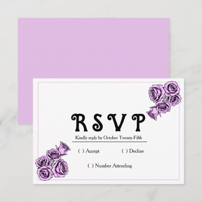 Cartão RSVP Casamento de Rosa Roxo Místico Moderno (Frente/Verso)