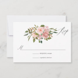 Cartão RSVP Casamento de Rosas Dourados, cor-de-rosa-embebida 