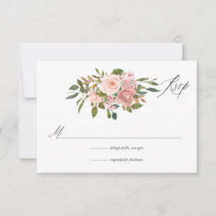 Cartão RSVP Casamento de Rosas Dourados, cor-de-rosa-embebida