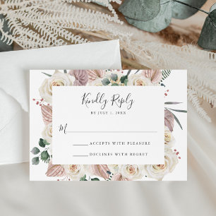 Cartão RSVP Casamento de Rosas e Orquídeas de Aquarela