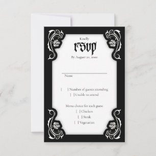 Cartão RSVP Casamento de Rosas Elegantes Gótico