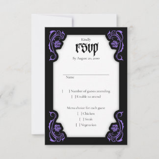 Cartão RSVP Casamento de Rosas Elegantes Gótico