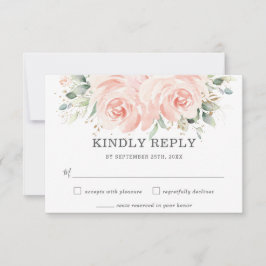 Cartão RSVP Casamento de Rosas Florais de Blush de Pastel Suav