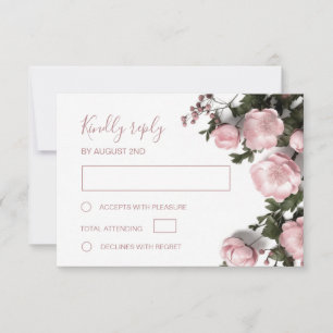 Cartão RSVP Casamento de Rosas Silvestres 3D