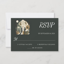 Cartão RSVP Casamento de Roupa Rápida de Boho com Brancos 80 e