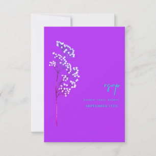 Cartão RSVP Casamento De Roxo De Néon Botânico De Gypsophila S