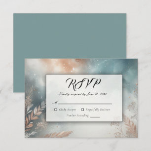 Cartão RSVP Casamento de Sage e Terracotta Stardust Skies