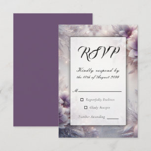 Cartão RSVP Casamento de Sangue de Inverno de Silver e Soft Am