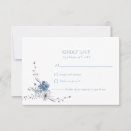 Cartão RSVP Casamento de Sangue de Primavera Floral Azul Elega