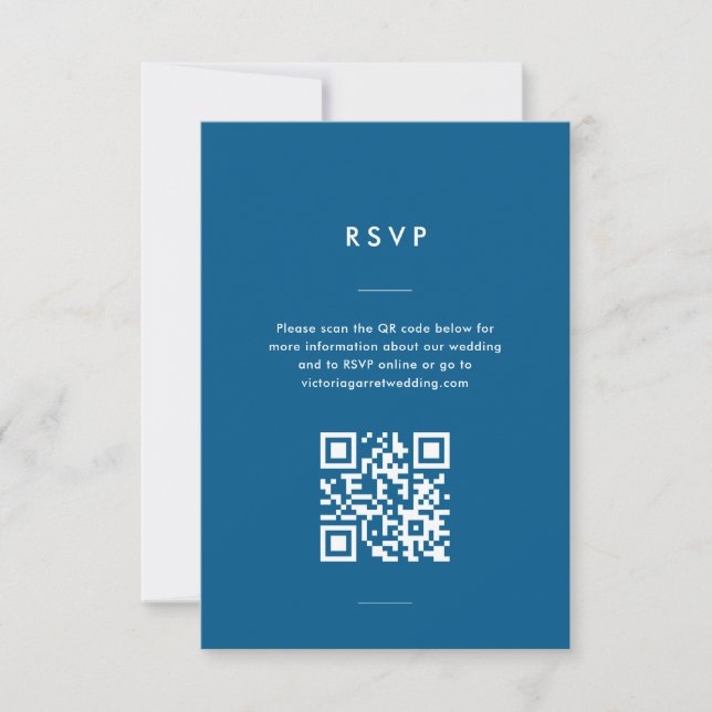 Cartão RSVP Casamento de Script Azul Mínimo Moderno (Frente)