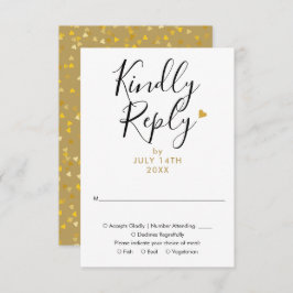 Cartão RSVP Casamento de Script Chic Dourado Elegante