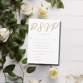 Cartão RSVP Casamento de Script Chic Sienna Brown