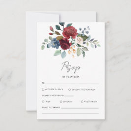 Cartão RSVP Casamento de Script de Aquarela Floral