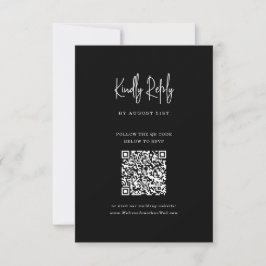 Cartão RSVP Casamento de Script de Código QR Preto Minimalista