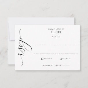 Cartão RSVP Casamento de Script de Luxo Moderno Elegante