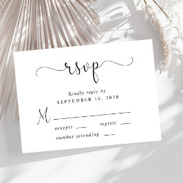Cartão RSVP Casamento de Script Elegante