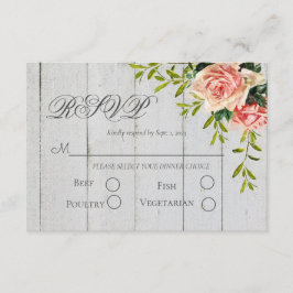 Cartão RSVP Casamento de Script Elegante Floral de Blush Rusti