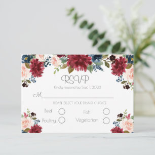 Cartão RSVP Casamento de Script Elegante Floral Floral de Blus