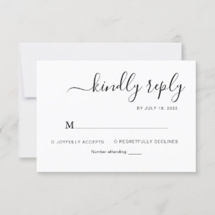 Cartão RSVP Casamento de Script Elegante Minimalista