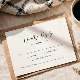 Cartão RSVP Casamento de Script Elegante Simples